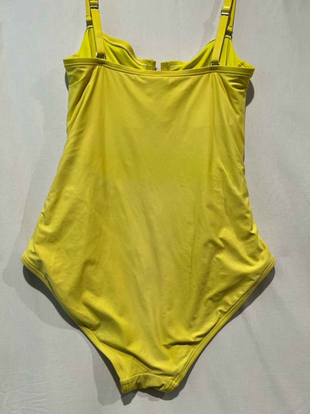 DKNY Bright Yellow Ruched One Piece Swimsuit Removable Straps L - Picture 7 of 9